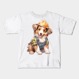 Farmer Australian Shepherd Dog Kids T-Shirt